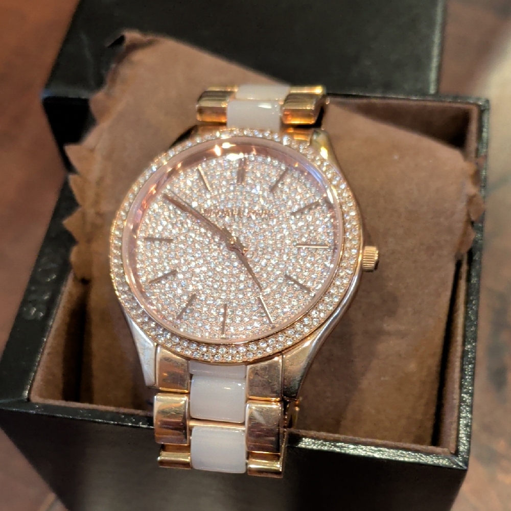 Michael Kors Gold and White Women's Watch